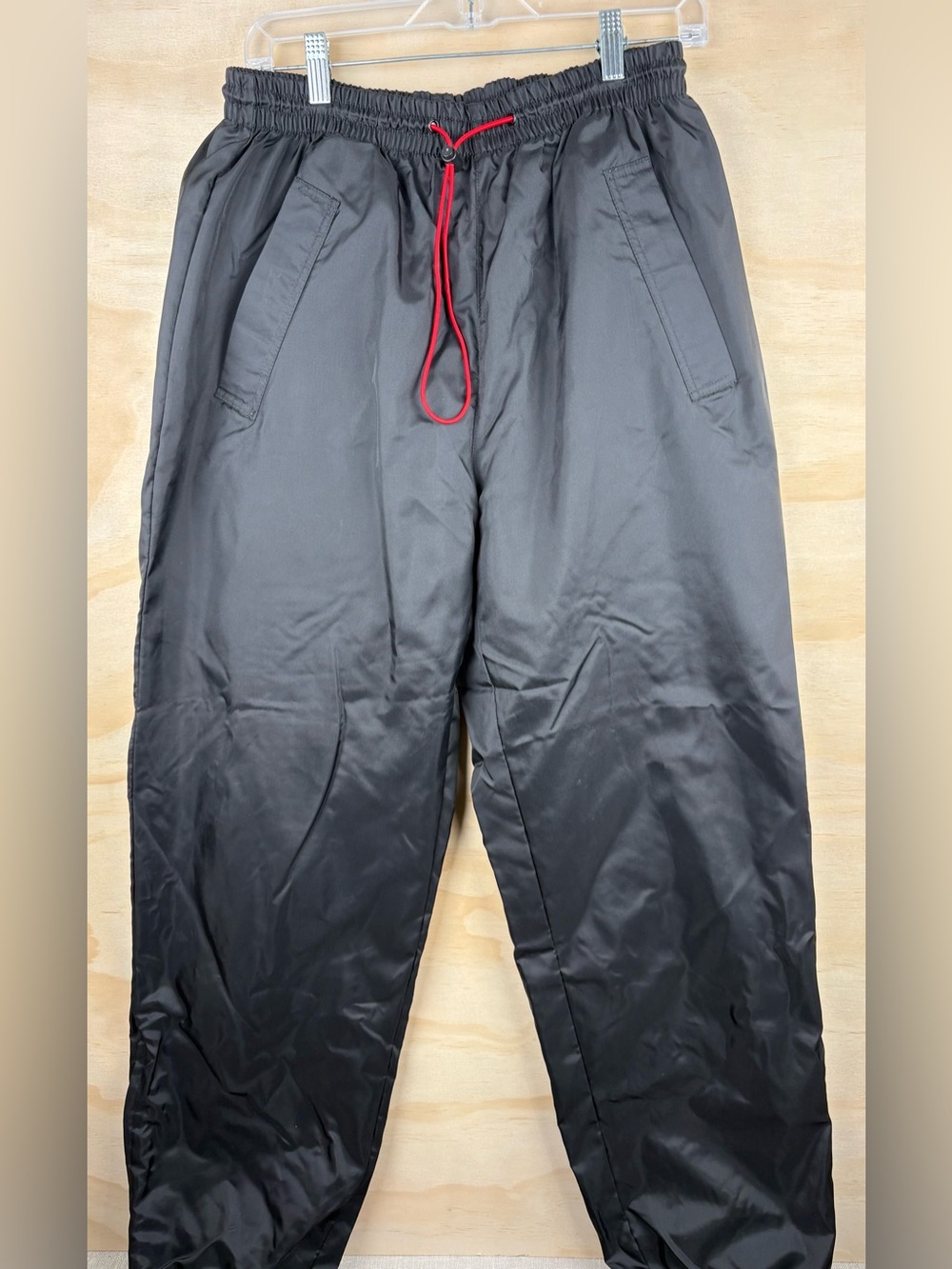 Marlboro Unlimited Vintage Black Nylon Fleece Lined Track Pants Mens Size Medium